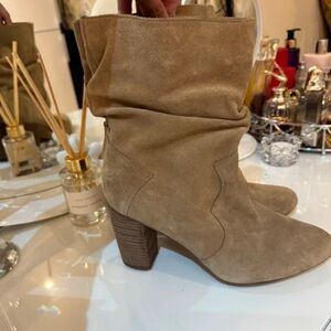 Next Tan Suede Heeled Boots